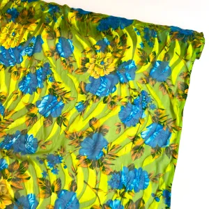 1.25mtrs Blue Lime Blooms Burnout Silk Chiffon