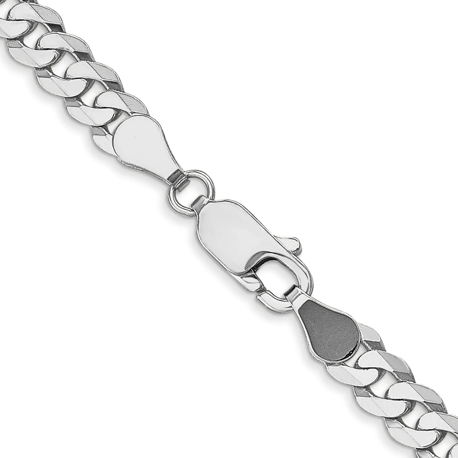 14k White Gold 4.5mm Flat Beveled Curb Chain