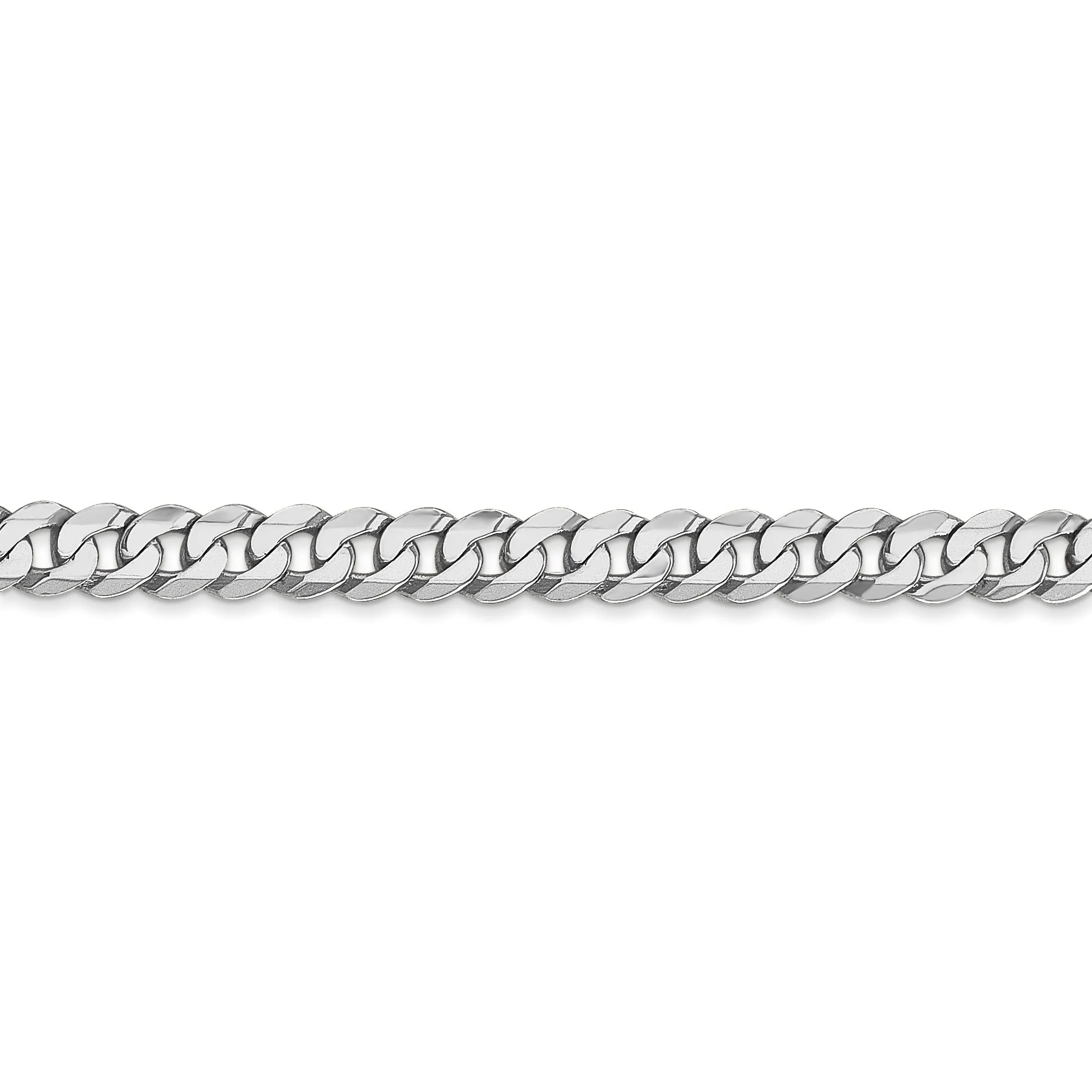 14k White Gold 4.5mm Flat Beveled Curb Chain