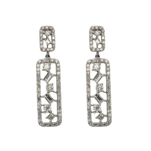 14K White Gold Baguette Drop Diamond Earrings