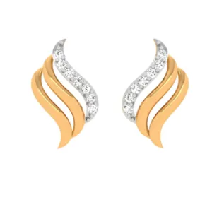 14KT Diamond Studded Gold Earring Design For Daily Use