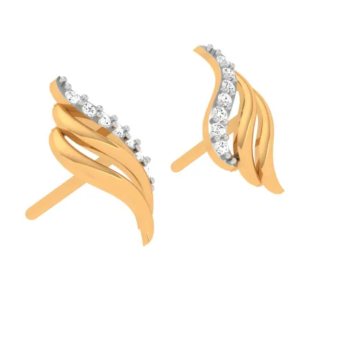 14KT Diamond Studded Gold Earring Design For Daily Use