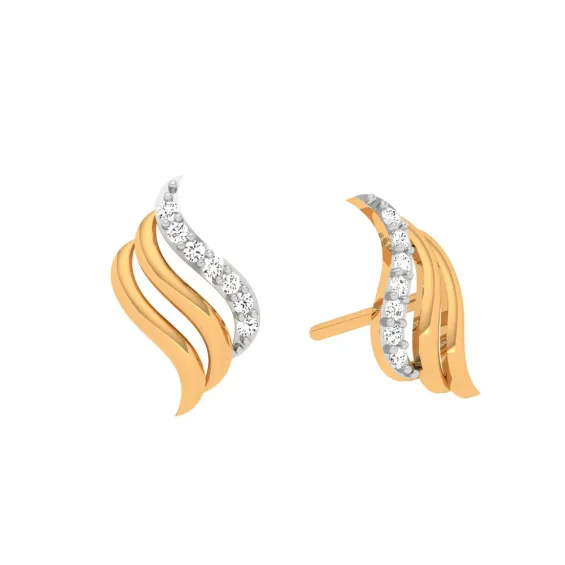 14KT Diamond Studded Gold Earring Design For Daily Use