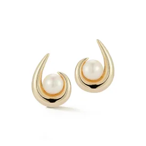 14kt Pearl Curl Earrings