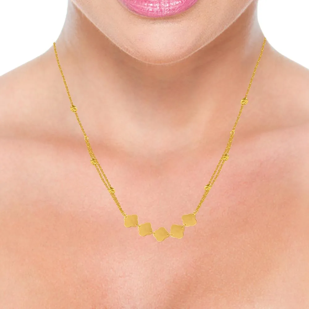 22k Gold Necklace With Cloud-inspired Motifs