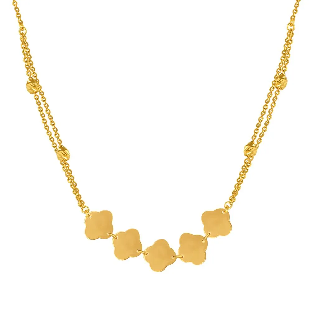 22k Gold Necklace With Cloud-inspired Motifs