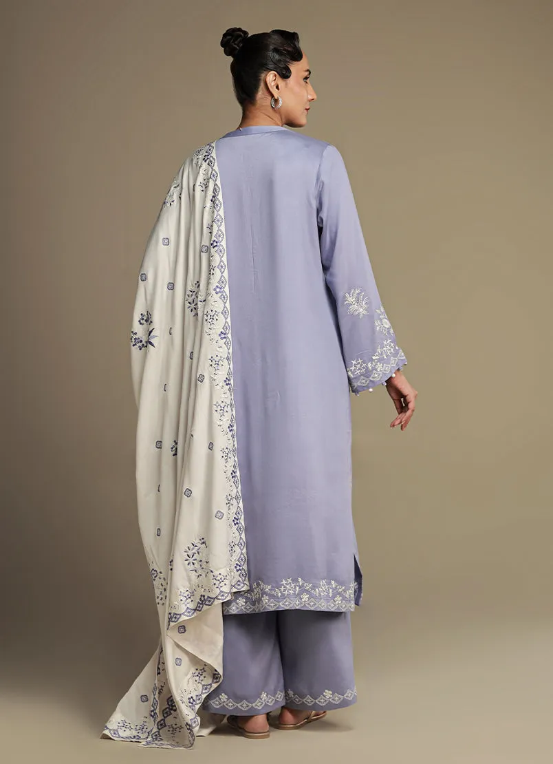 3 Pc Viscose Embroidered Suit - Itvse-213992