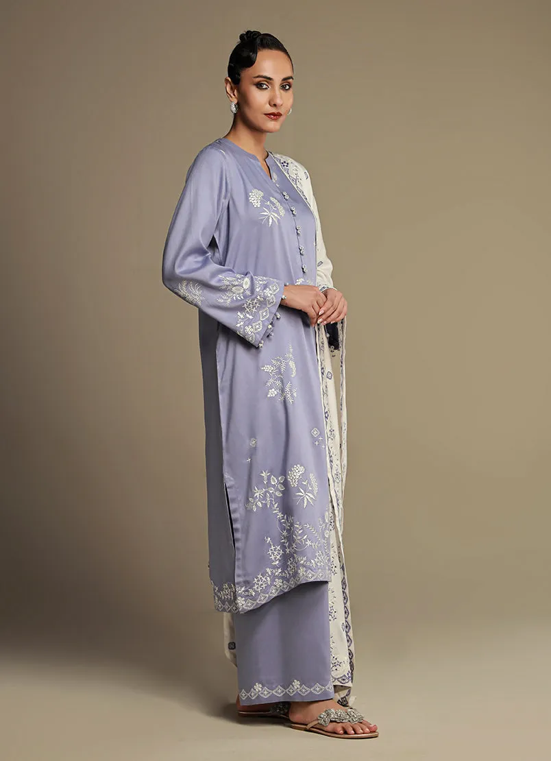 3 Pc Viscose Embroidered Suit - Itvse-213992