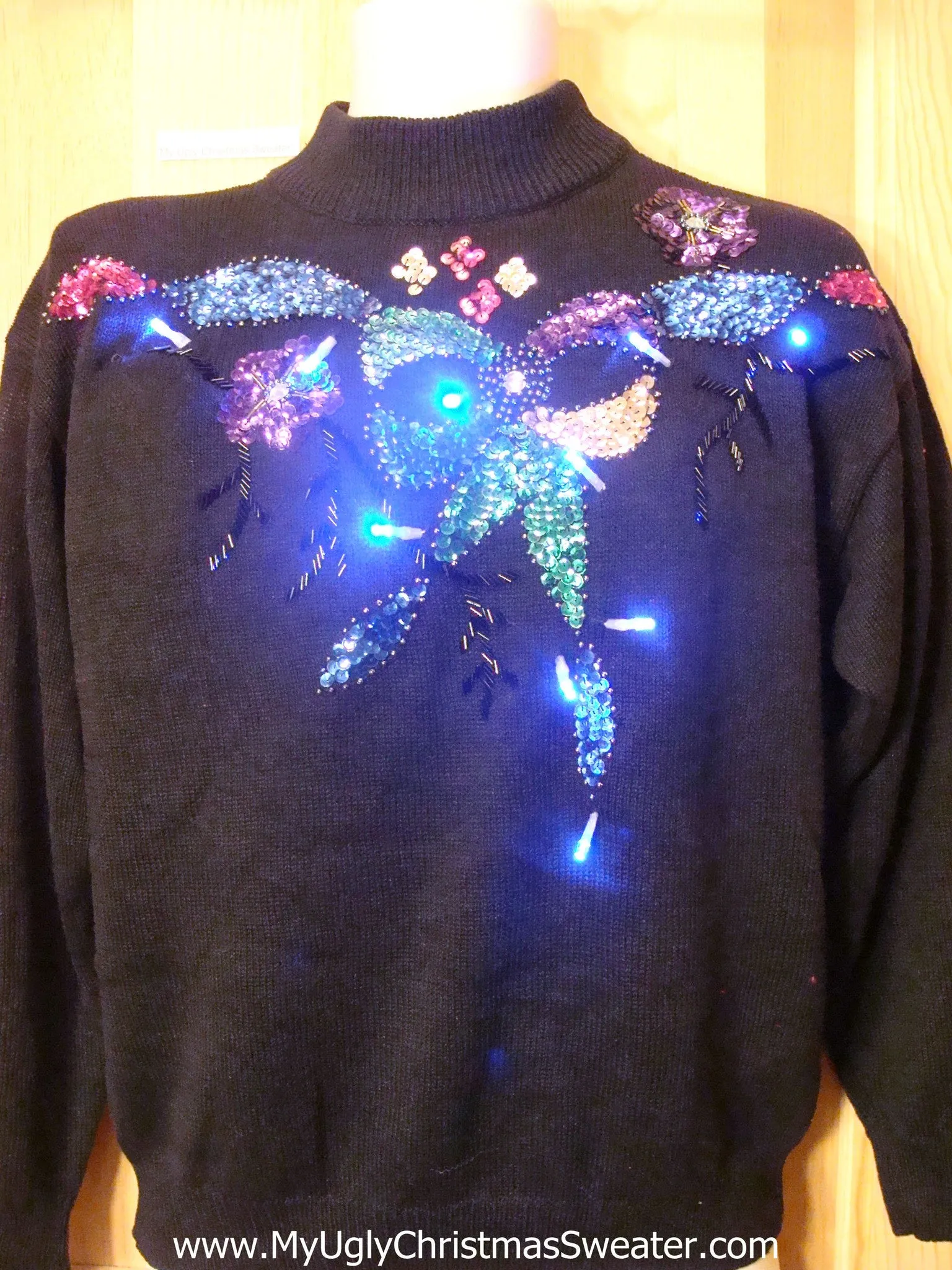 80s Glam Gem Light Up Christmas Sweater