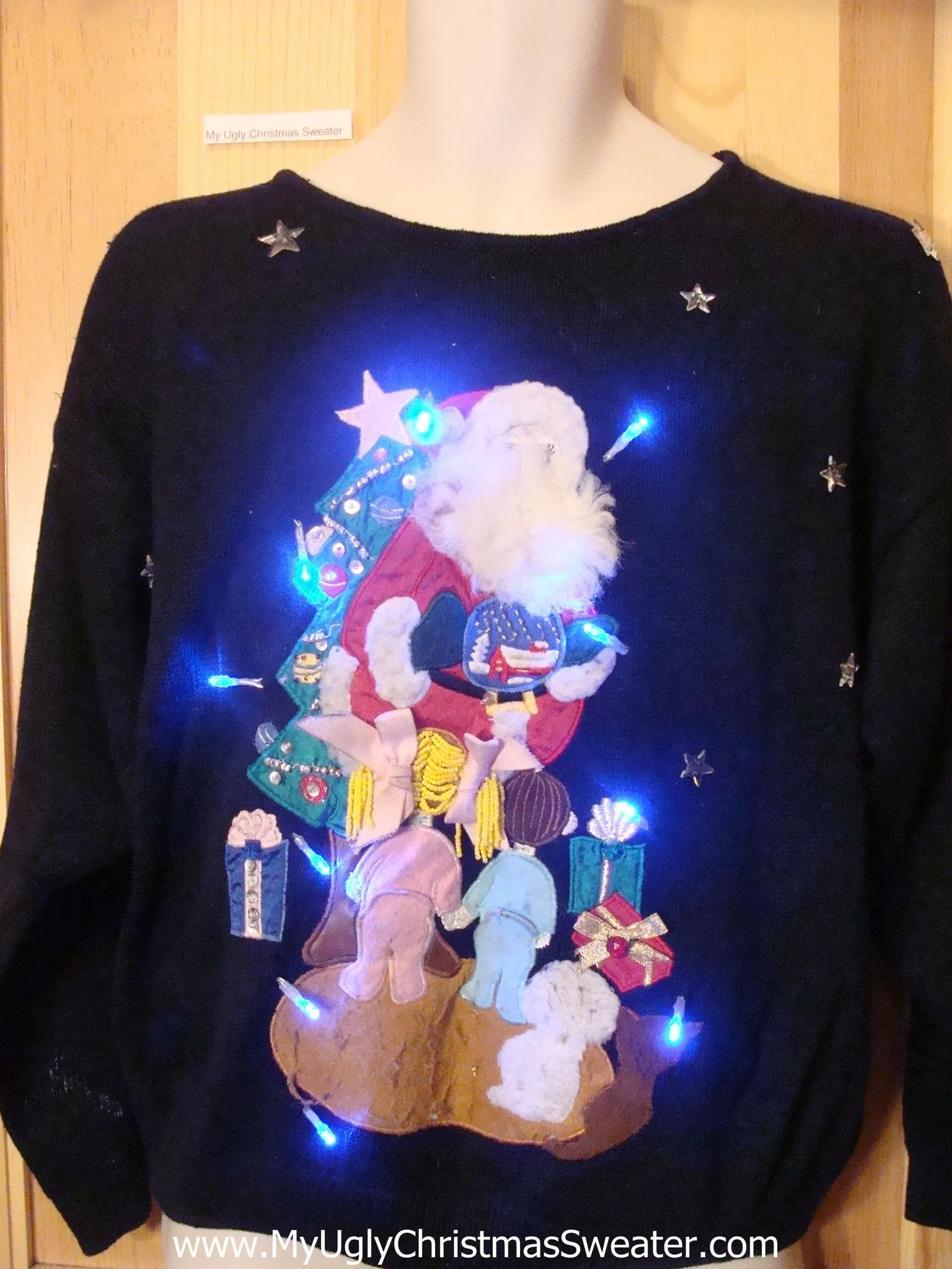 80s Light Up Christmas Sweater Santa and Children