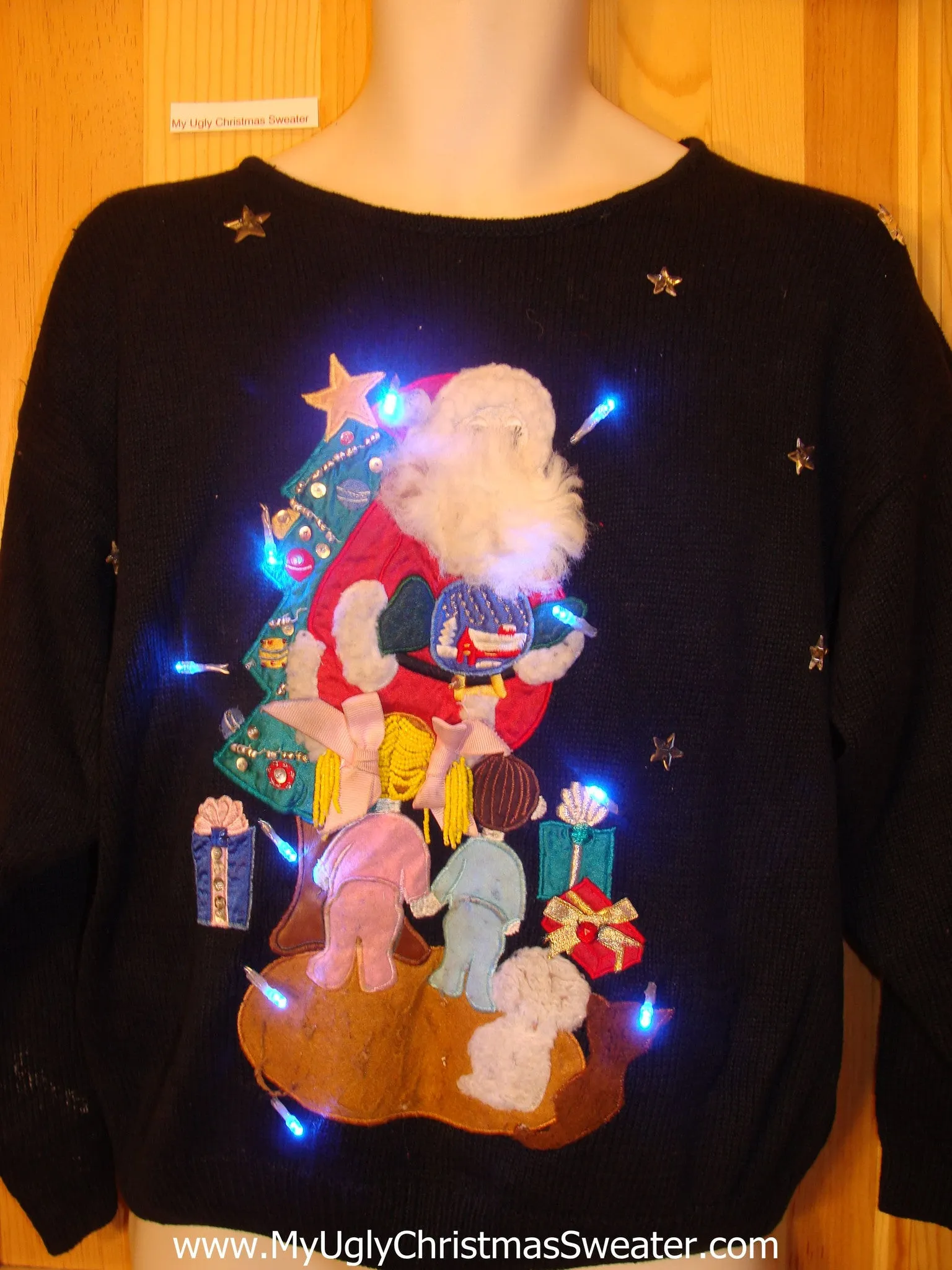 80s Light Up Christmas Sweater Santa and Children