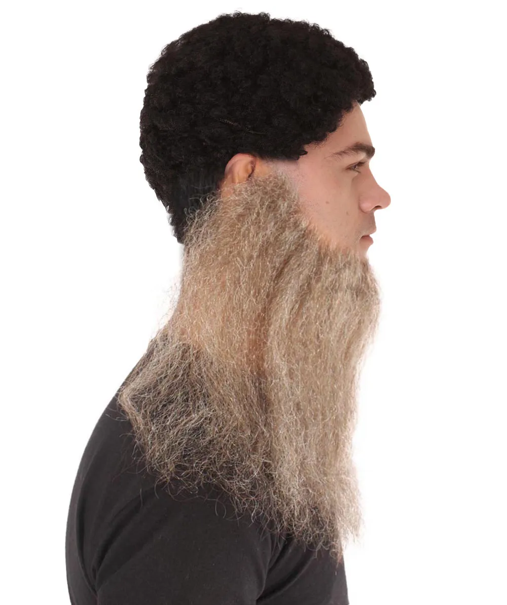 Adult Men's Brown Southern Long Beard Set| Human Facial Hair| Perfect for Cosplay| Flame-retardant Synthetic Fiber