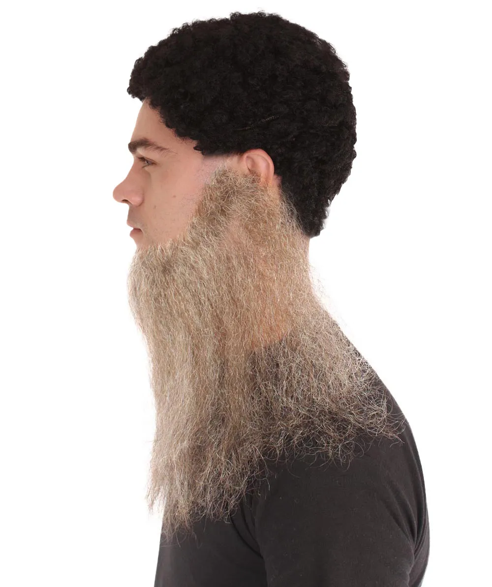 Adult Men's Brown Southern Long Beard Set| Human Facial Hair| Perfect for Cosplay| Flame-retardant Synthetic Fiber