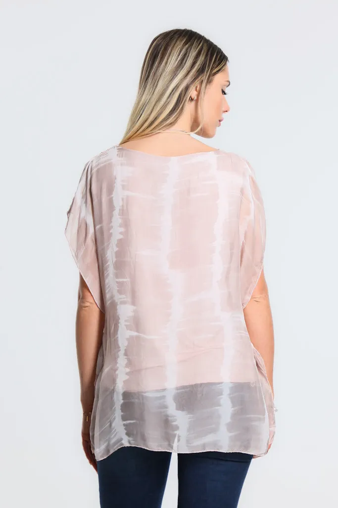 Alyssa Tie Dye V-Neck Flutter Sleeve Top (BSS212TD)