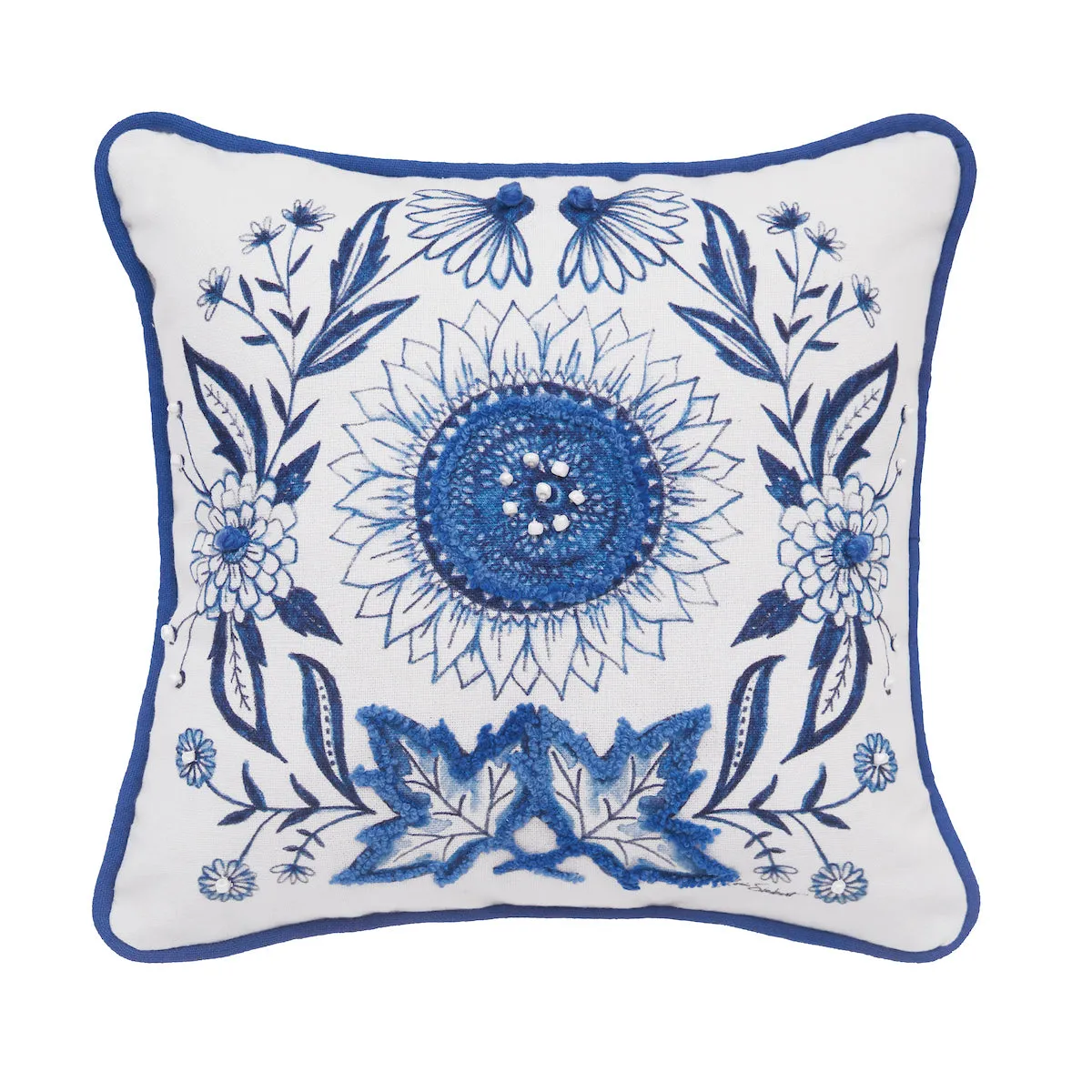 Blue Harvest Sunflower Mini Pillow