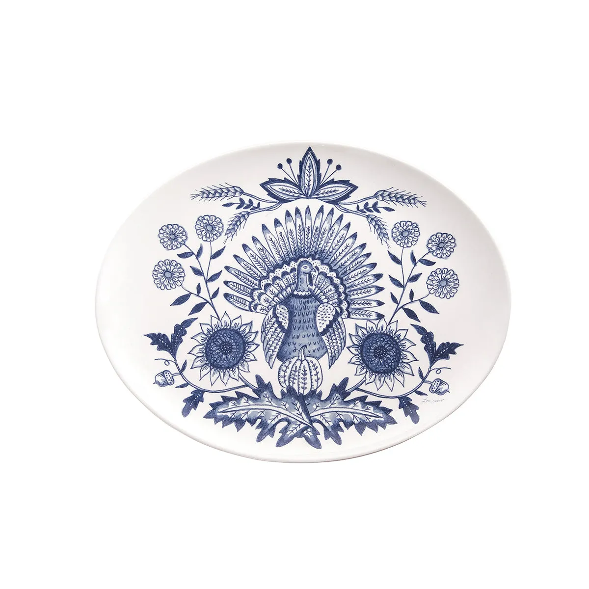 Blue Harvest Turkey Oval Platter