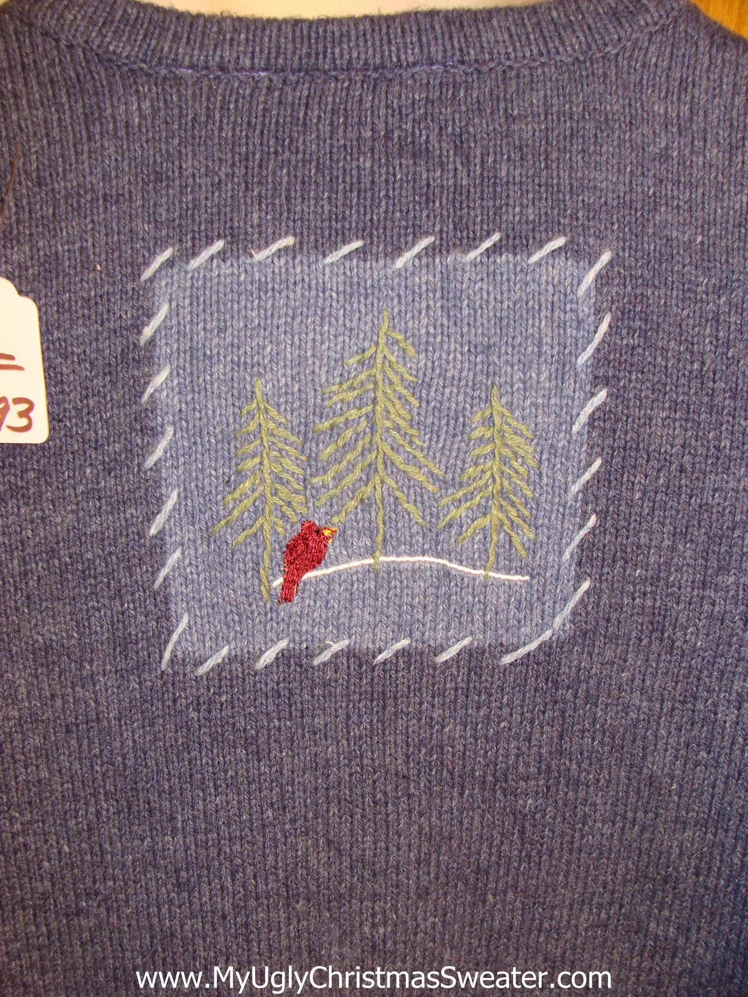 Blue Holiday Sweater with Snowman Patches