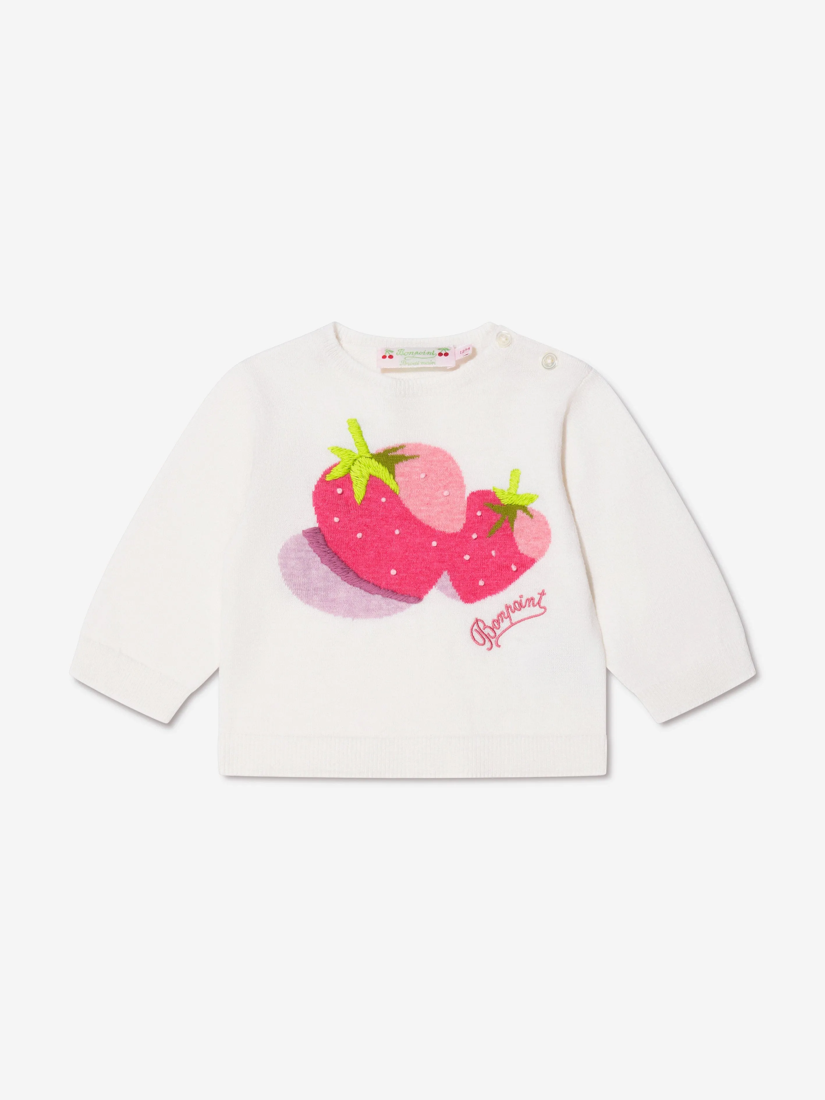 Bonpoint Baby Girls Strawberry Sweater in White