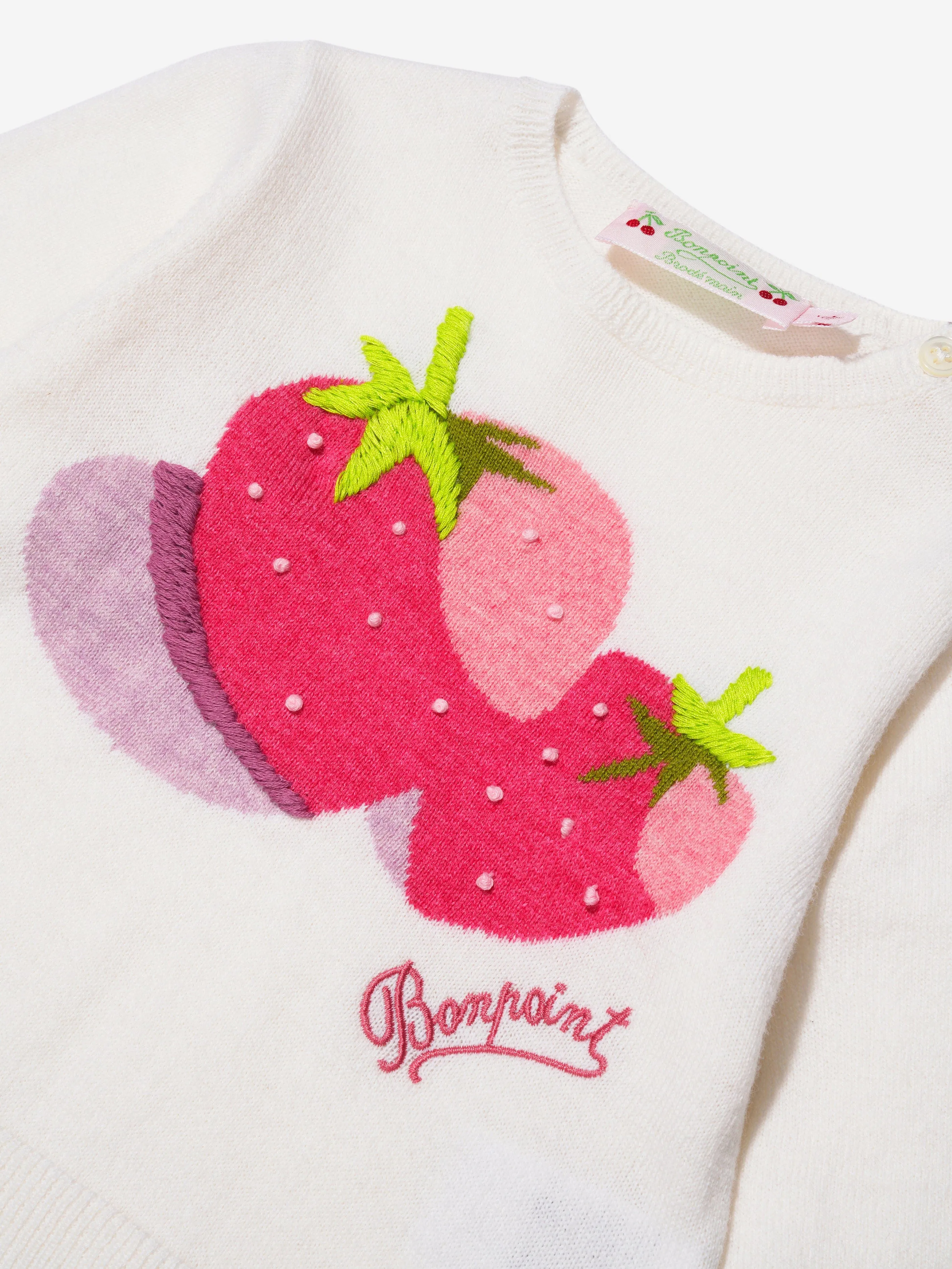 Bonpoint Baby Girls Strawberry Sweater in White