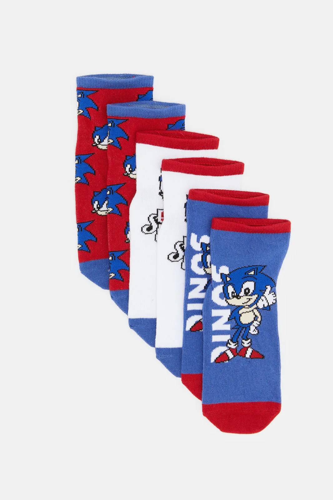 Boys Assorted Sonic Print Ankle Socks (3 Pairs)