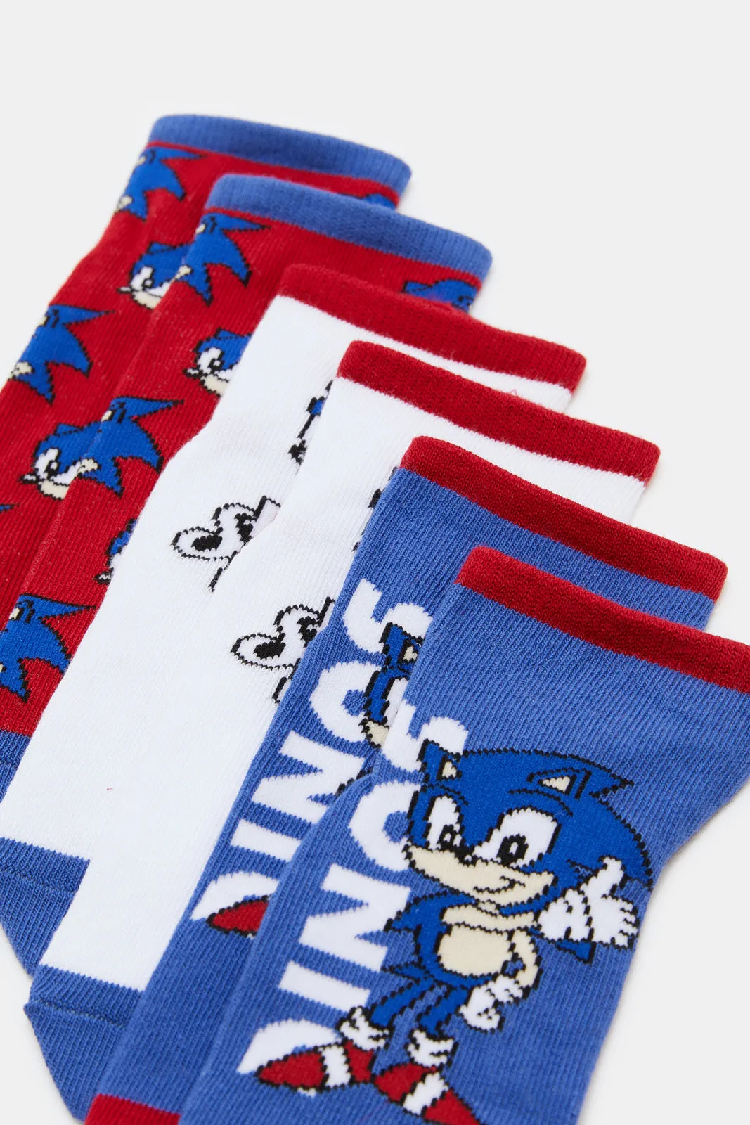 Boys Assorted Sonic Print Ankle Socks (3 Pairs)