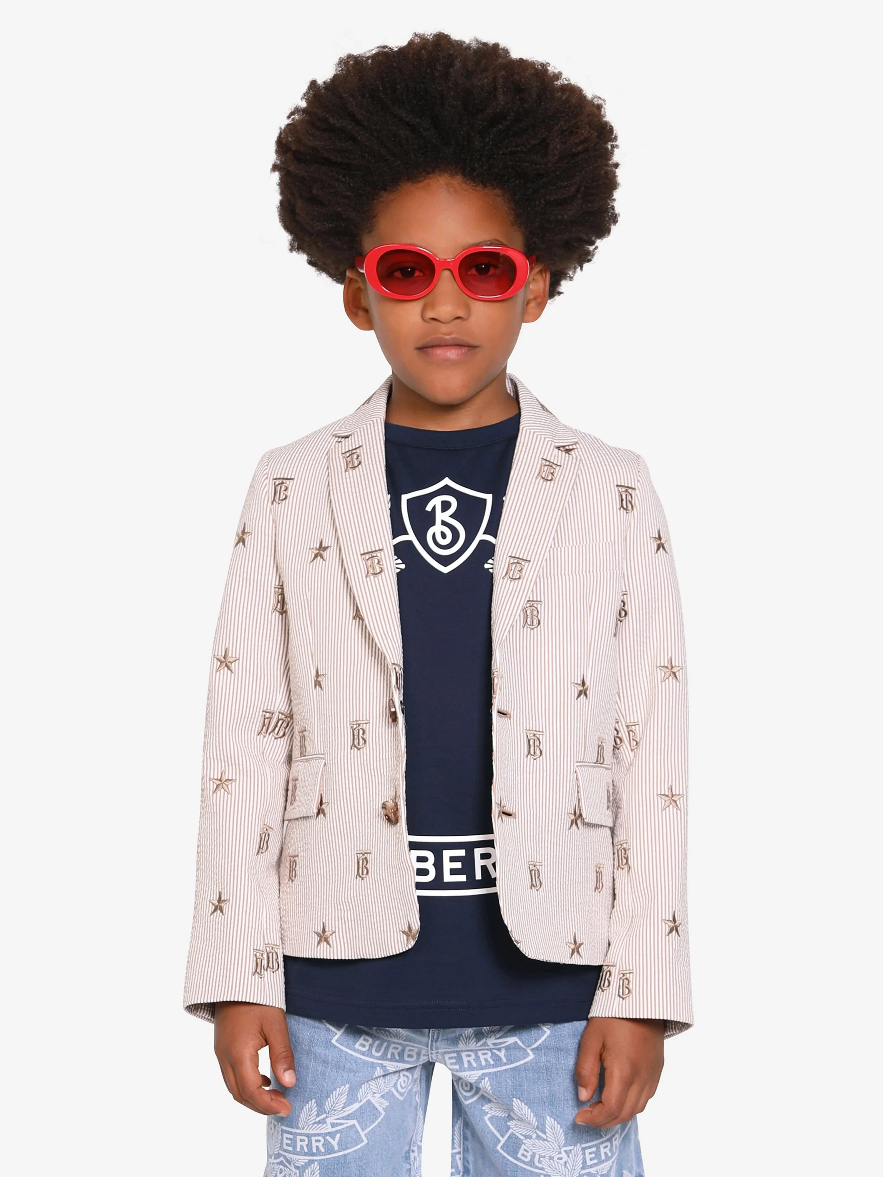 Burberry Boys Cotton Blend Monogram Blazer