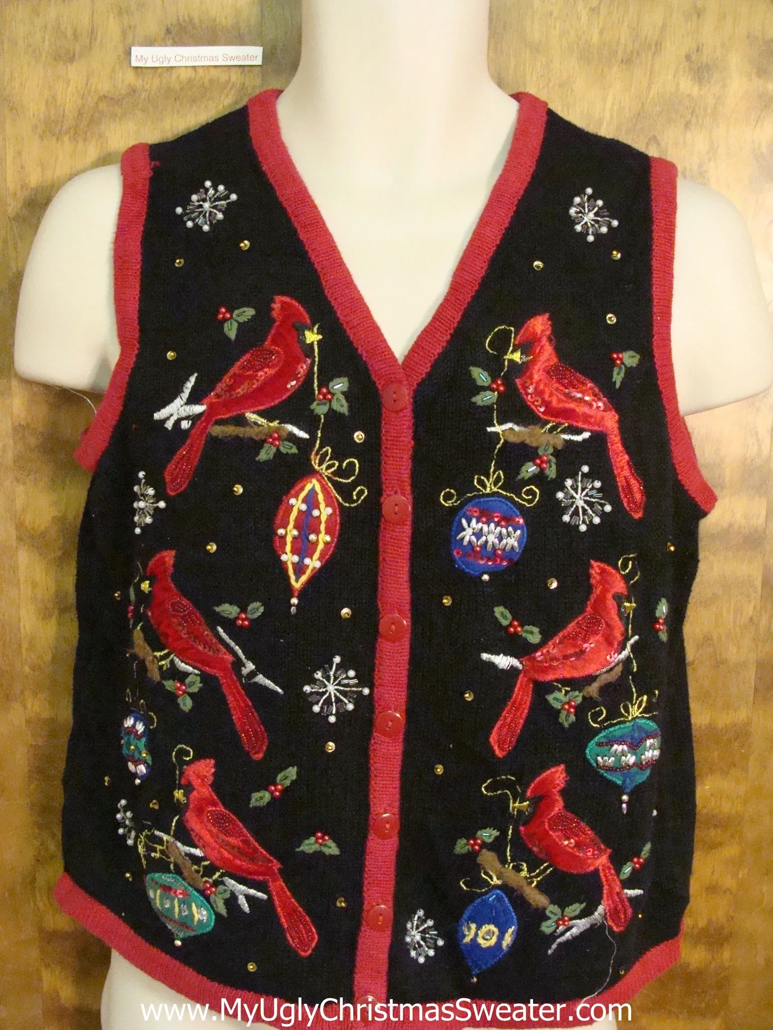 Cardinal Bird Pregame Party Christmas Sweater Vest