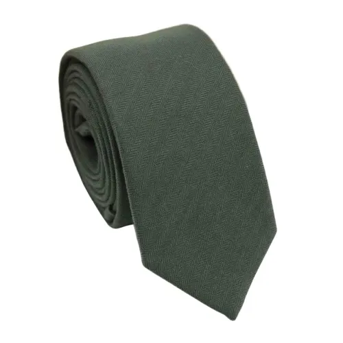 Classy Men Khaki Green Cotton Necktie