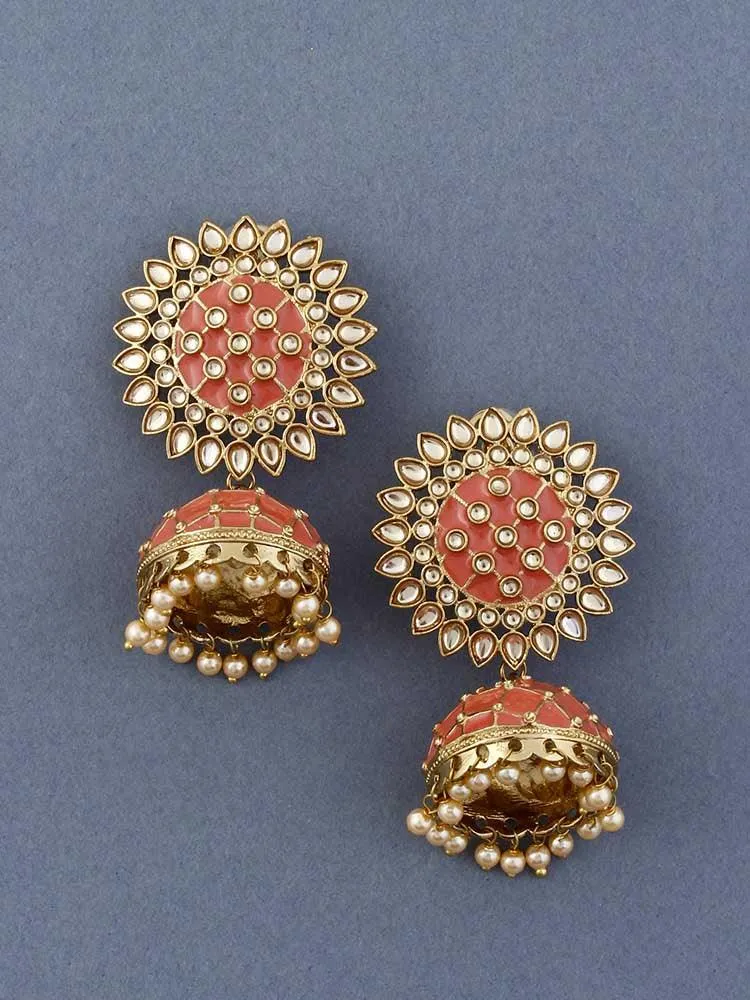 Coral Suraj Jhumkis