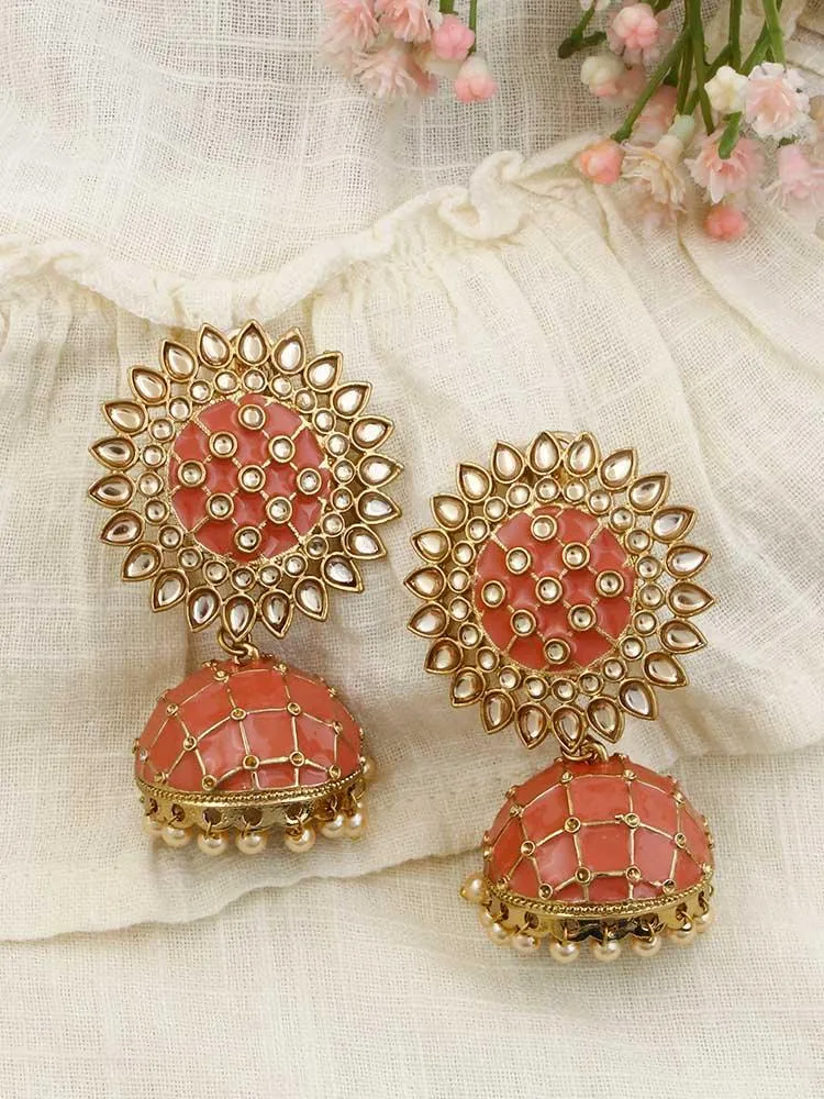 Coral Suraj Jhumkis