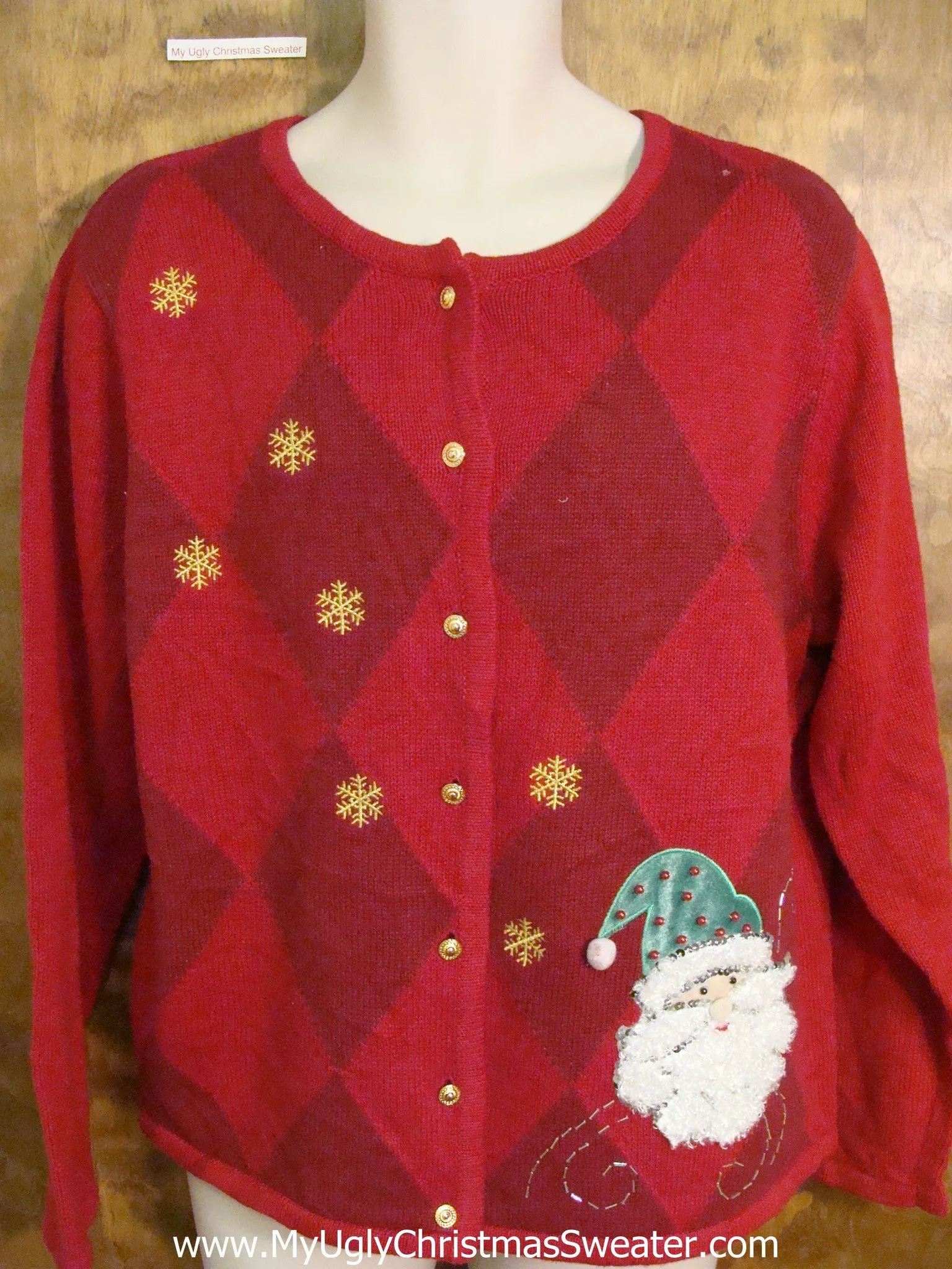 Corny Red Diamon Pattern Cheesy Christmas Sweater