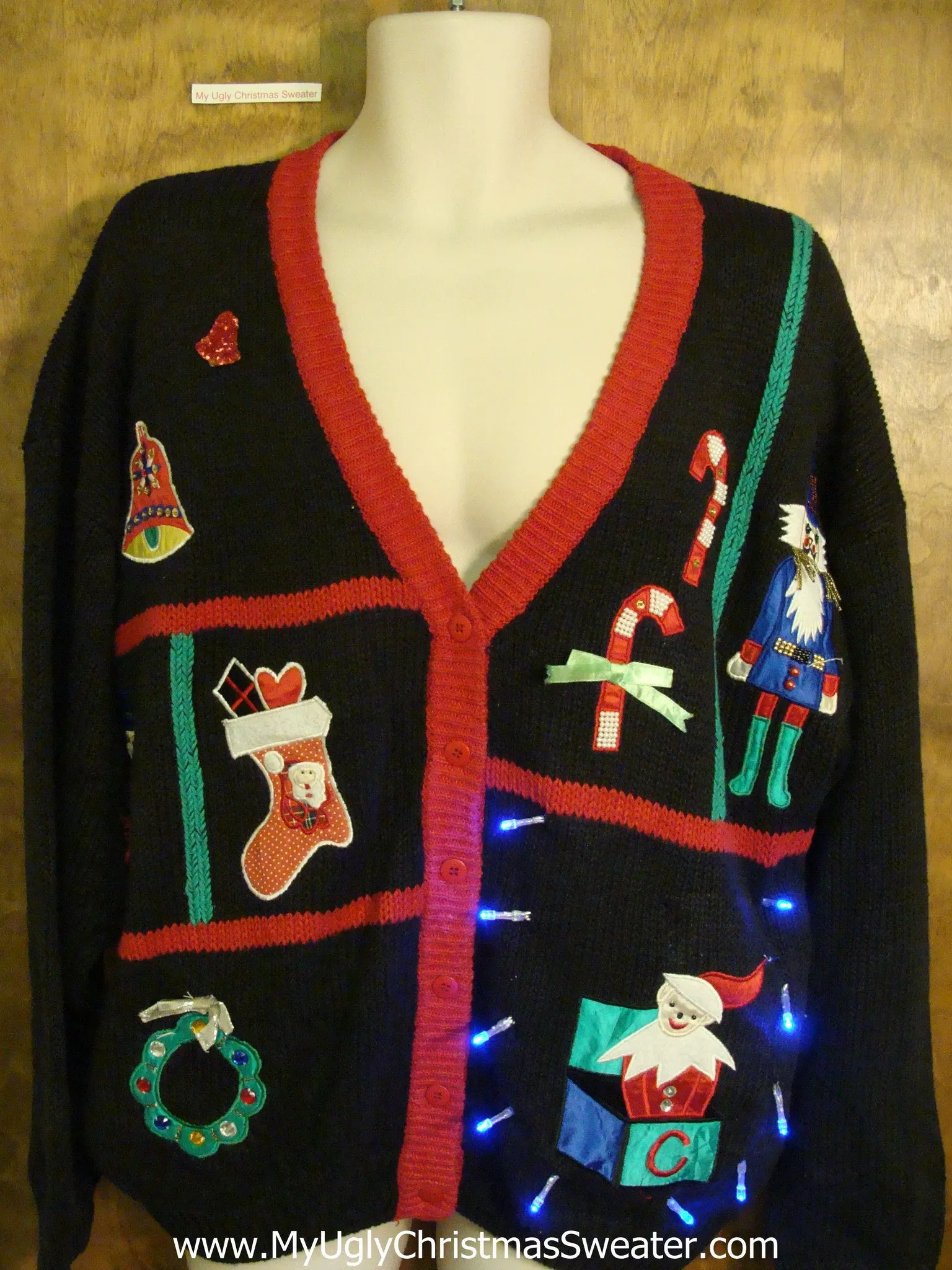 Crazy 80s Fun Christmas Sweater with Lights