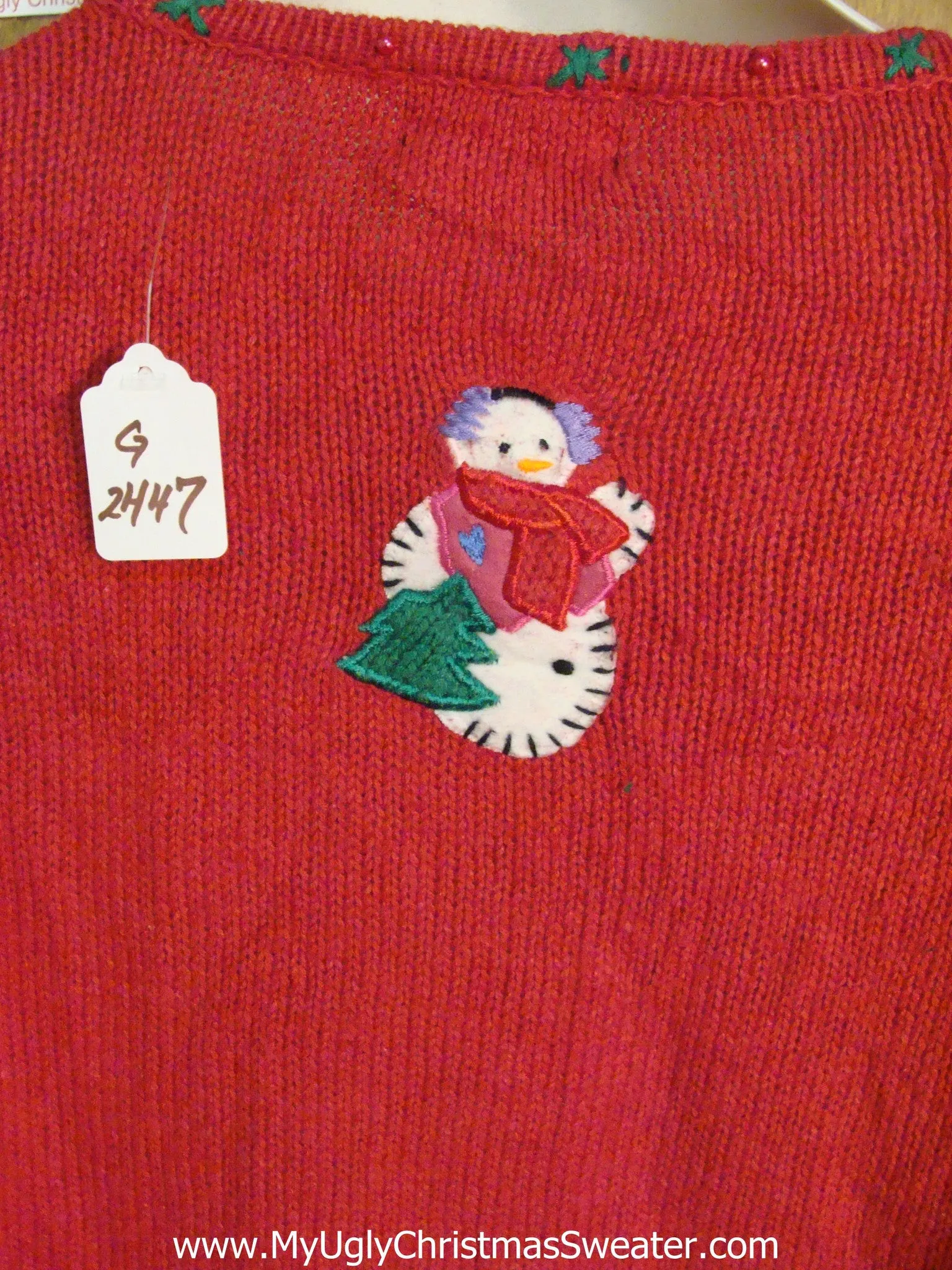 Crazy Snowman Clothesline Christmas Sweater with Lights