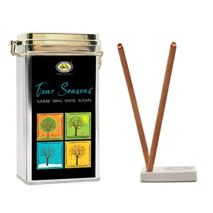 Cycle Pure Four Seasons Premium Bambooless Incense Pack of 4 Fragrance (104 Nos) Special Bamboo-Less Agarbathi for Meditation, Good Vibes, Gifting