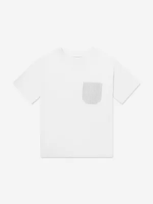 DL1961 Boys Striped Pocket T-Shirt in White