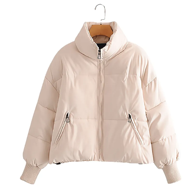 Fashion Ladies Stand Collar Parka / Women's Zipper Pockets Down Jacket - SF0012