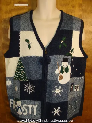 FROSTY 2sided Blue Holiday Sweater Vest