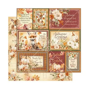 Graphic 45 Autumn Greetings Double-Sided Cardstock 12"x 12" - Gather And Be Grateful