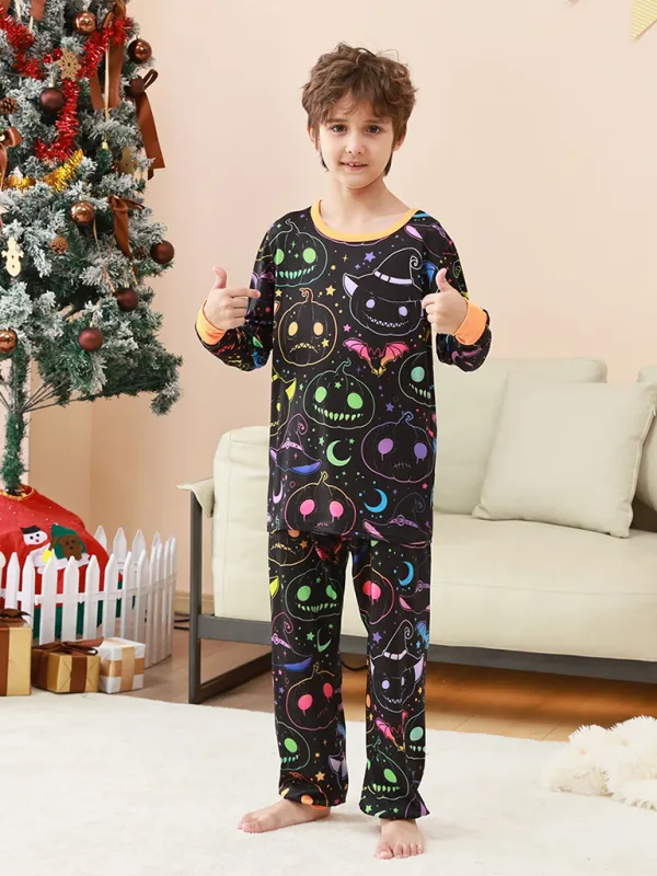 Halloween Home wear Pumpkin Print Two Piece Pajama Set