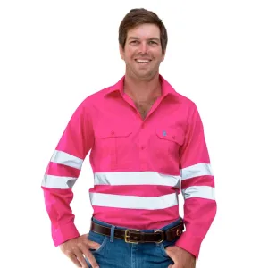 Hi Vis Fuschia Half Button - Light Weight