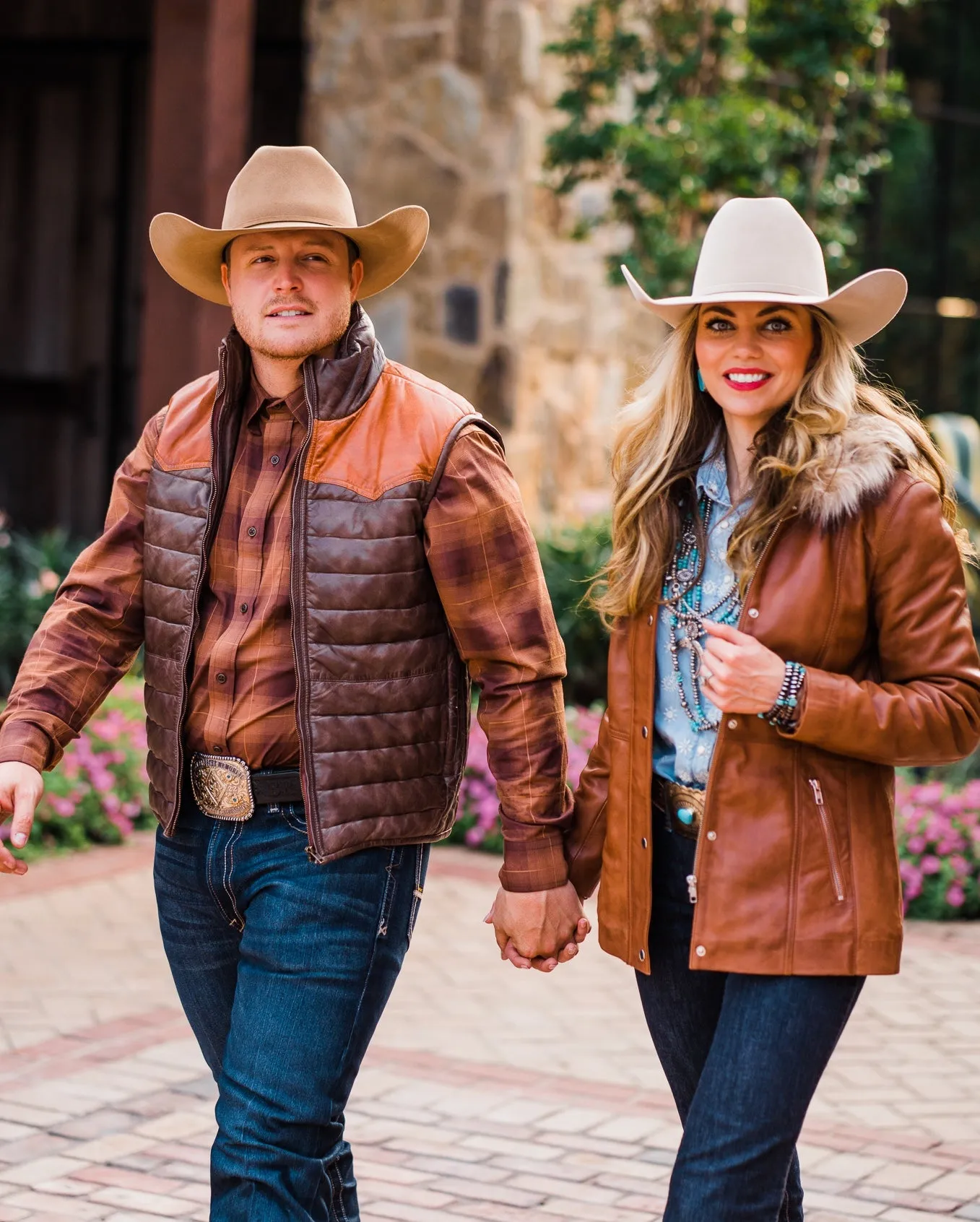 Jacket, Brown Leather with Faux Fur Trim - Style L1112