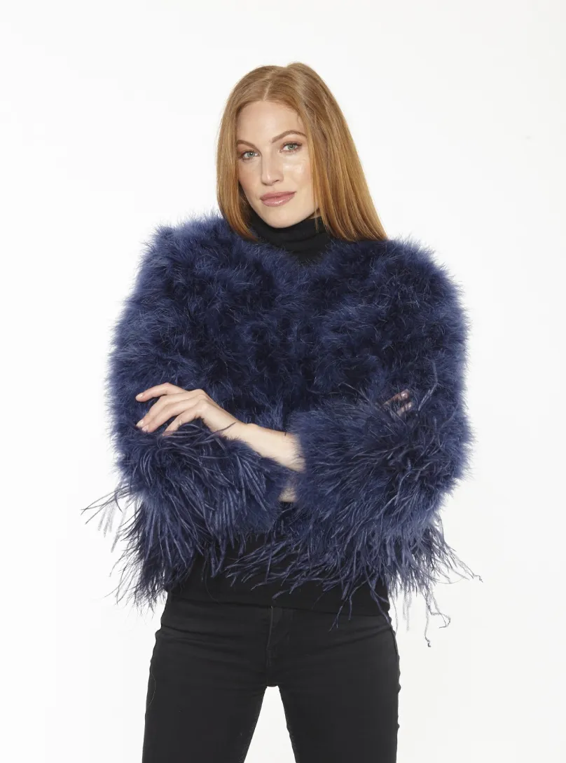 Jacket, Marabou Feather Bolero Long Sleeves - Linda Richards - Style FT92