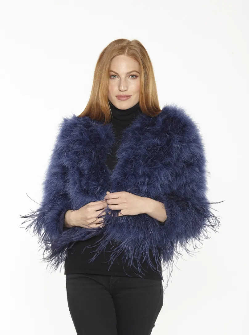 Jacket, Marabou Feather Bolero Long Sleeves - Linda Richards - Style FT92