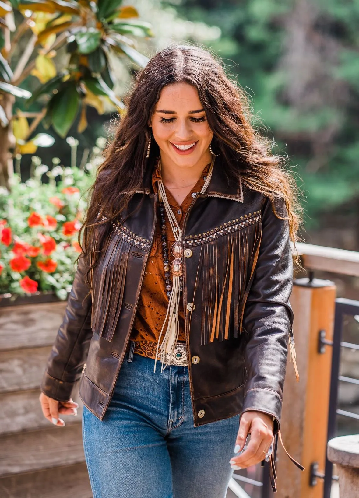 Jacket, Western Cut Leather with Fringe - Style L1114