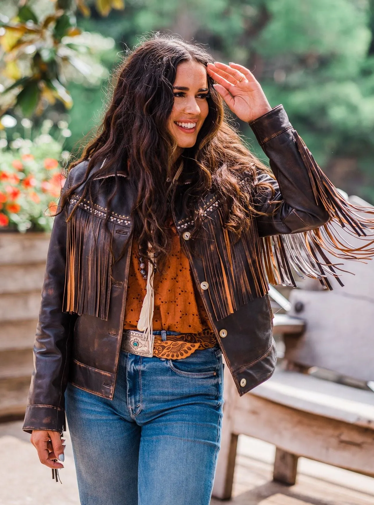 Jacket, Western Cut Leather with Fringe - Style L1114