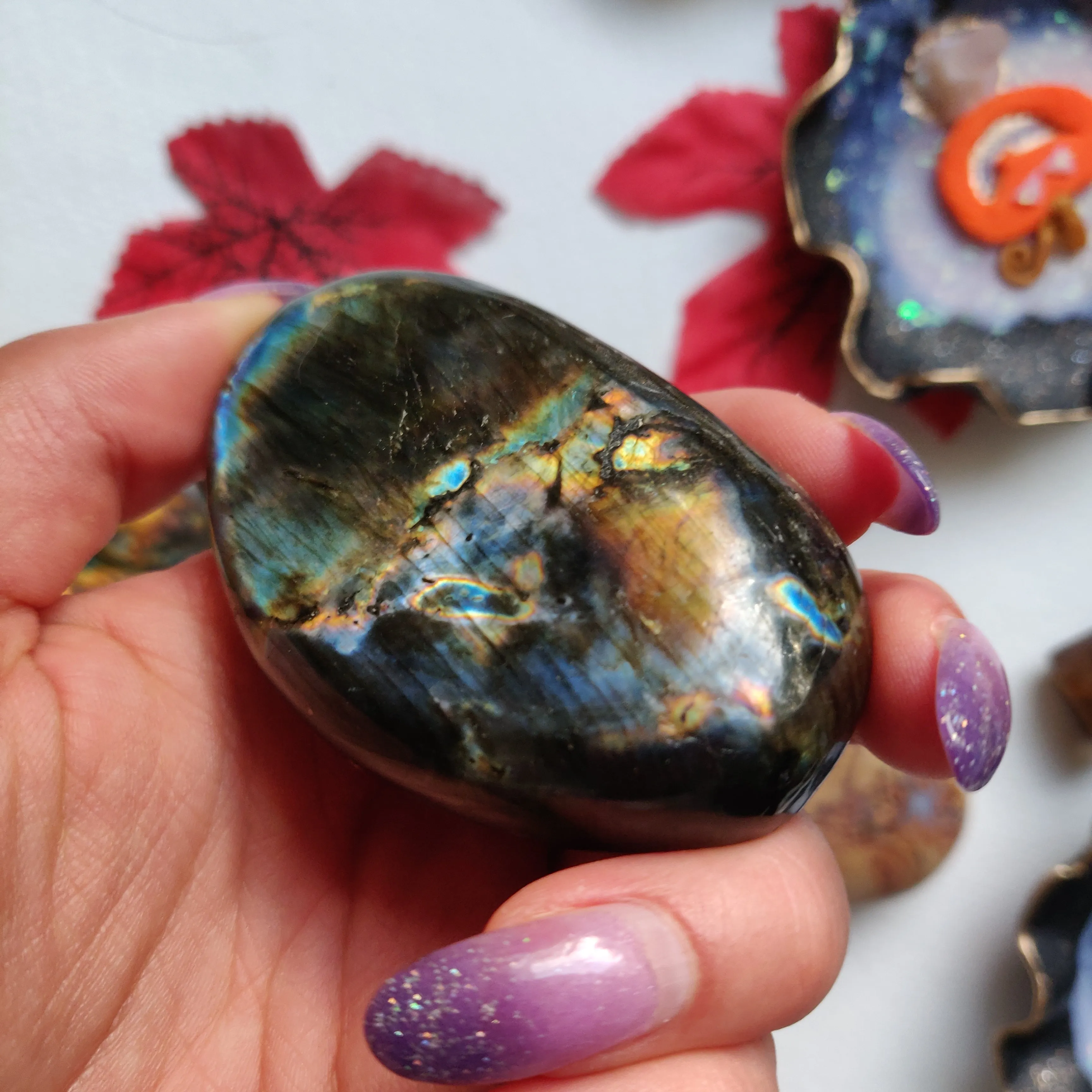 Labradorite Palm Stone (#A13)