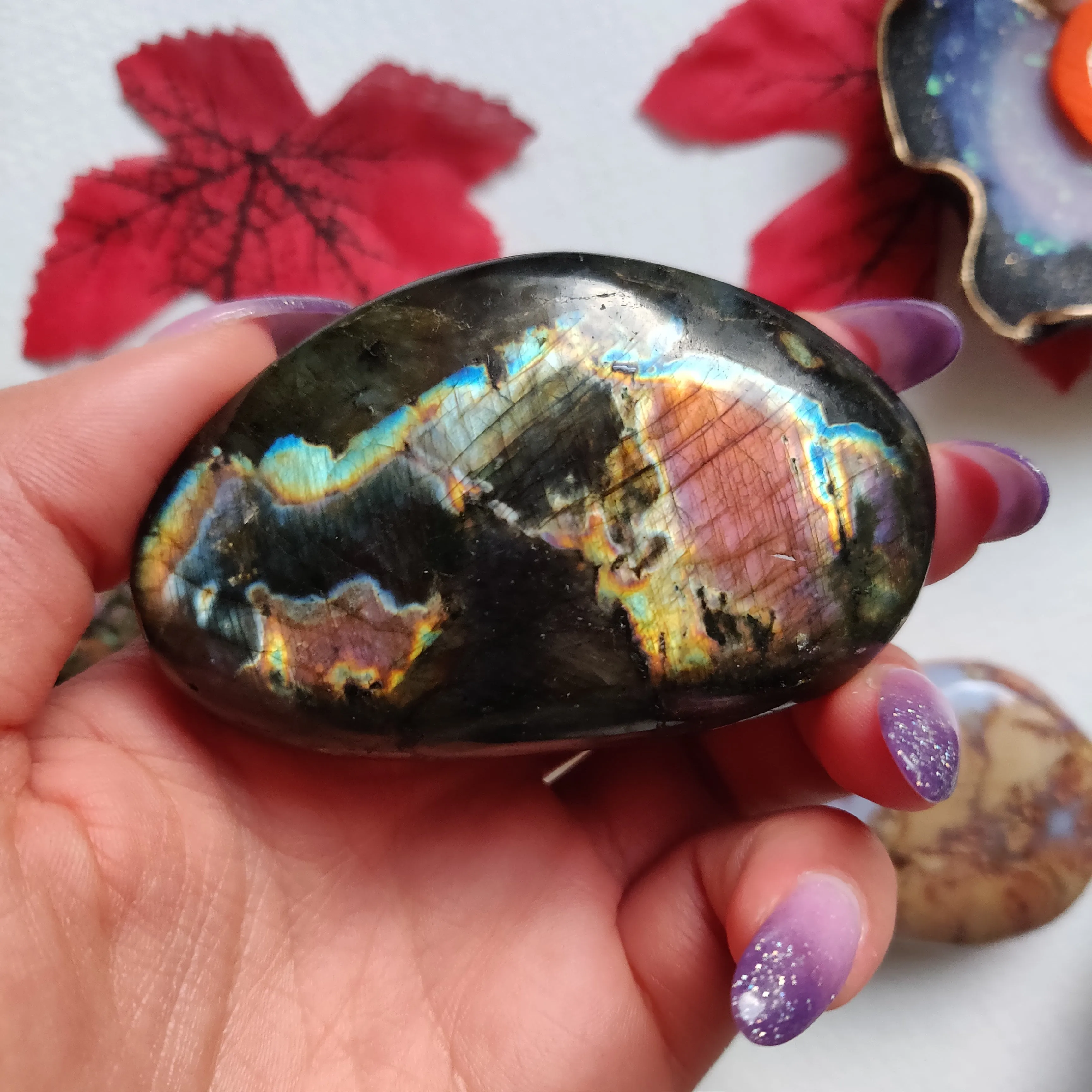 Labradorite Palm Stone (#A13)