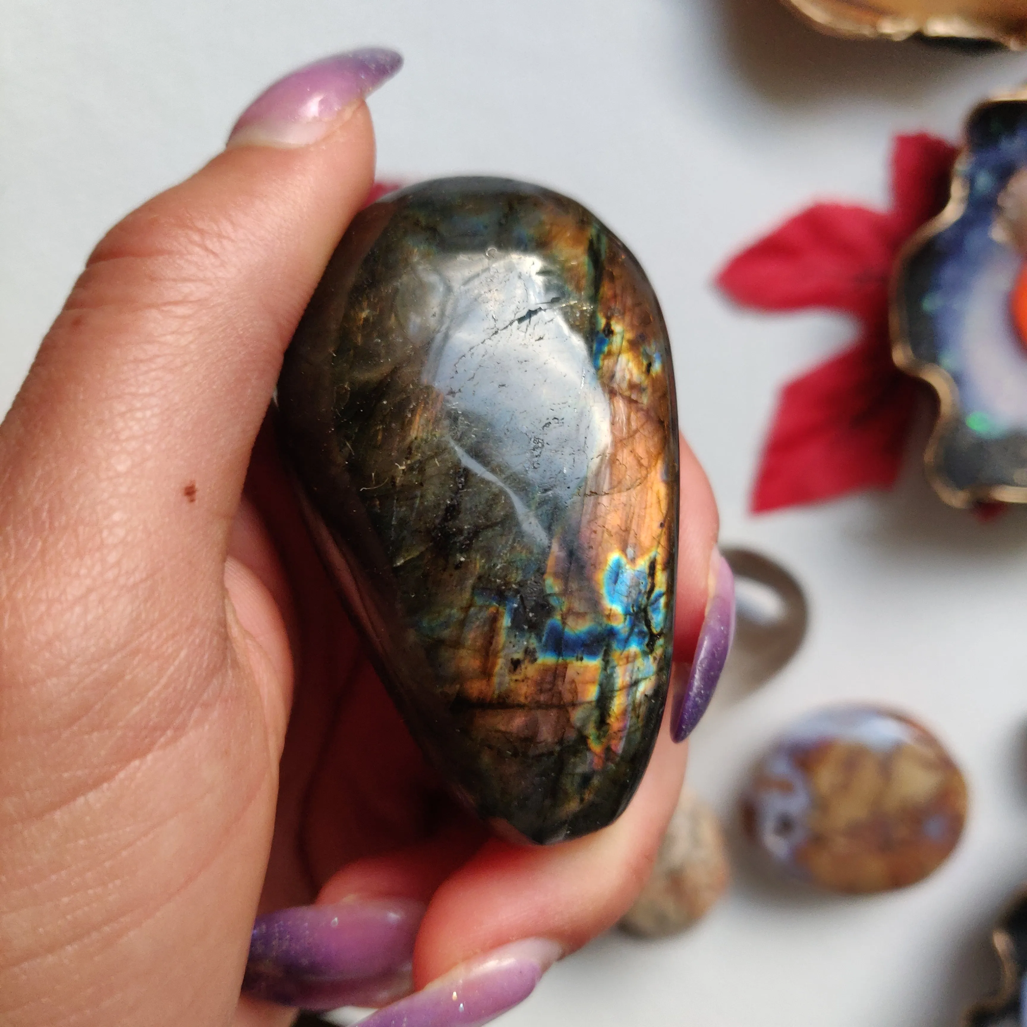 Labradorite Palm Stone (#A22)