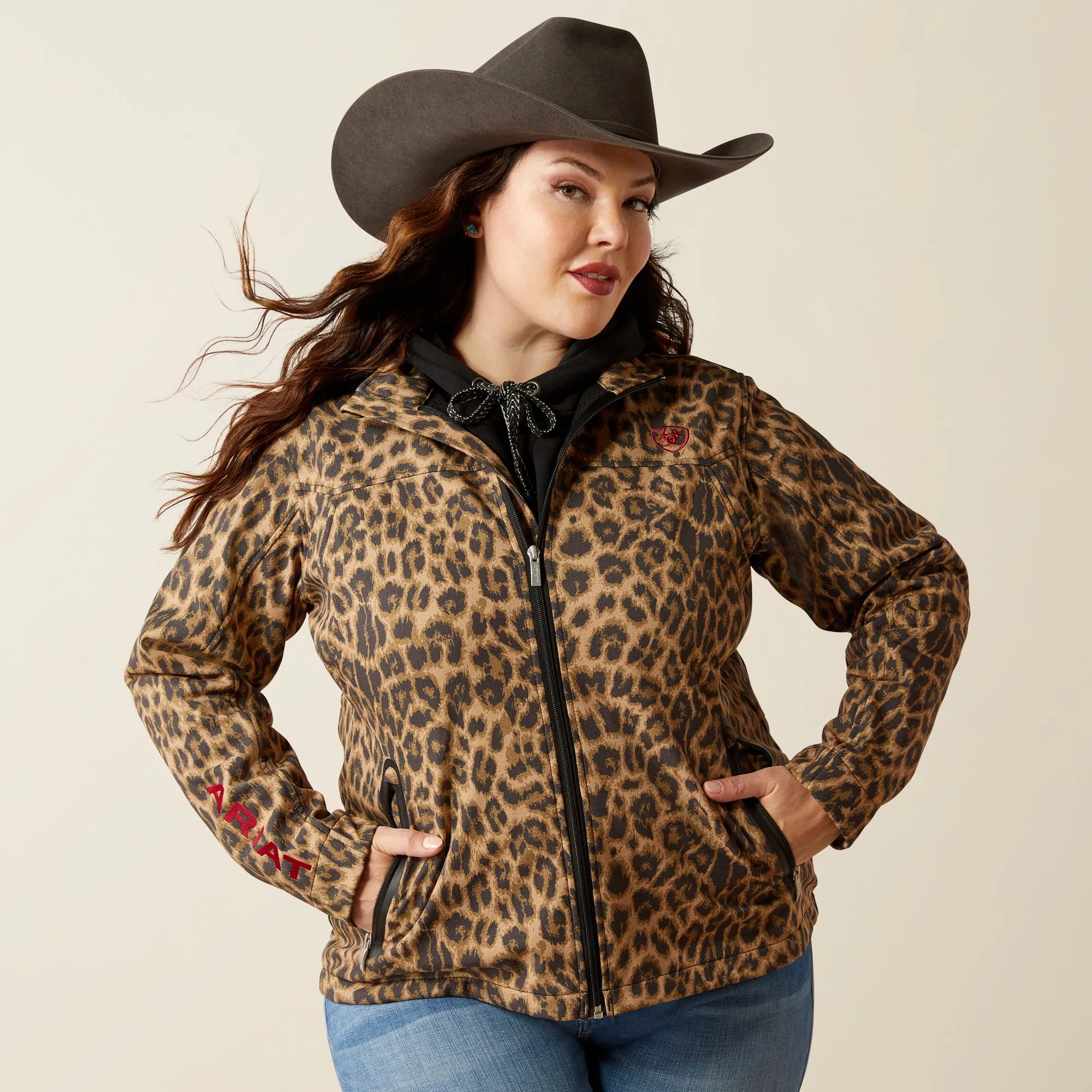 Ladies Ariat Team Softshell Lila Leopard Print Jacket - 10053013