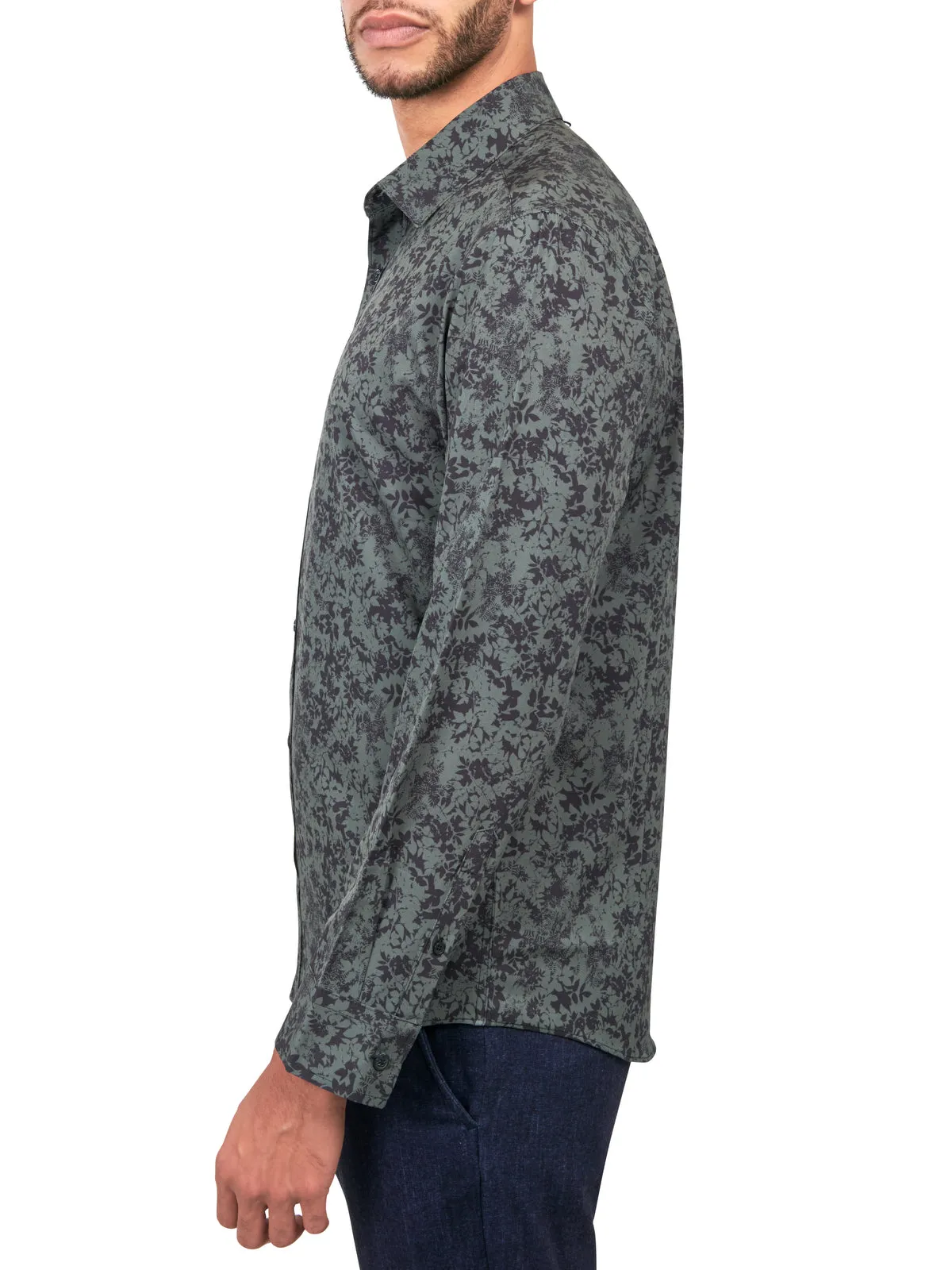 Leaf Print Long Sleeve Shirt